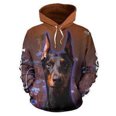 3D Camping Hoodie Doberman Full Size