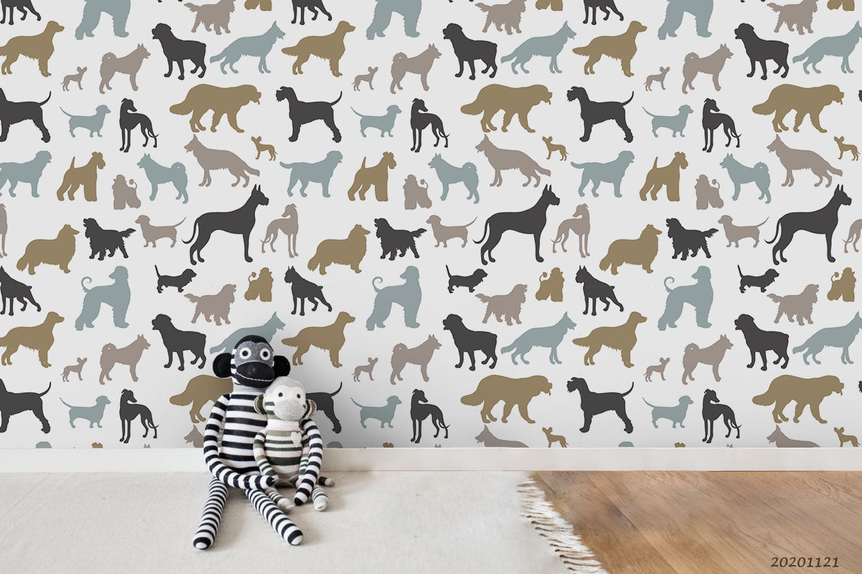 3D Cartoon Animal Dog Wall Mural Wallpaper Lqh 92