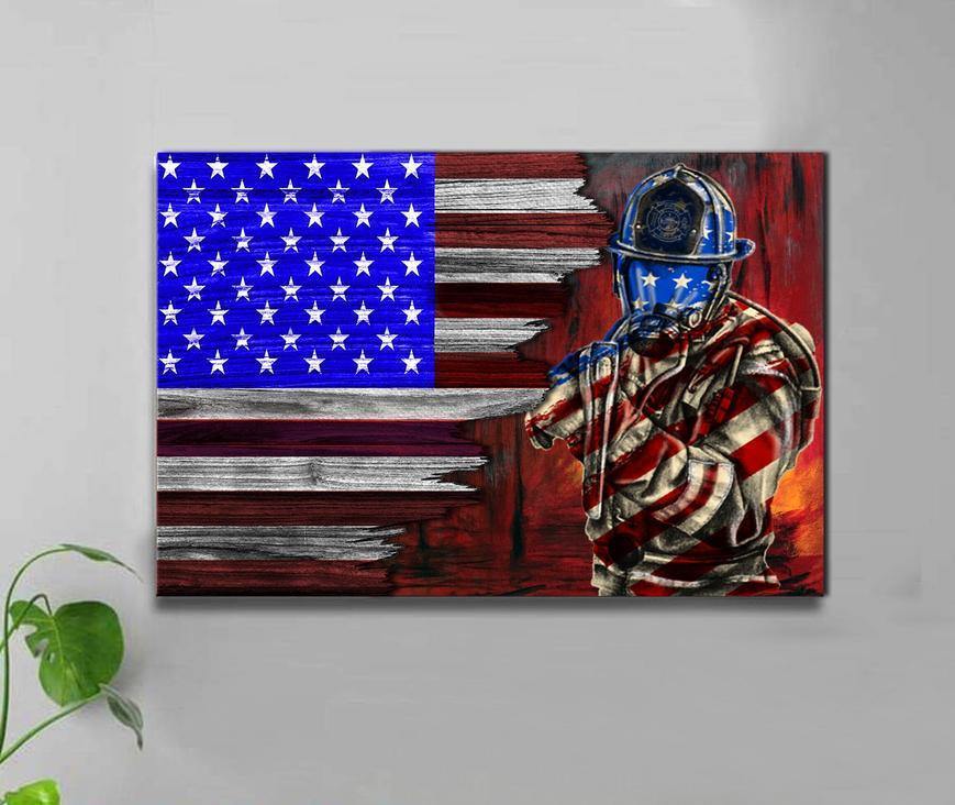 Us Half Flag Firefighter Gift For Family Firefighter Best Idea For Home Decor Matte Canvas Poster Canvas