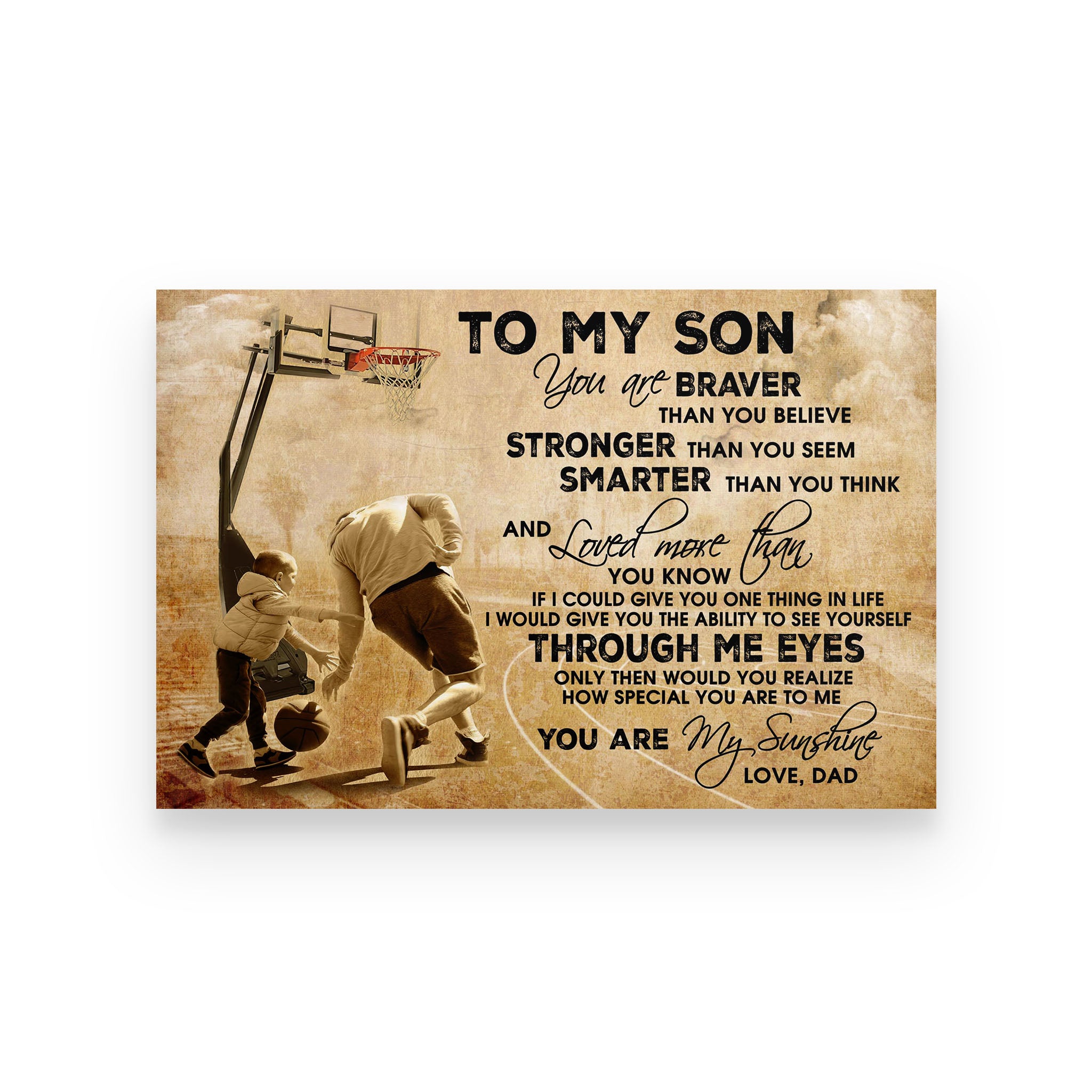 basketball poster dad to son you are my sunshine