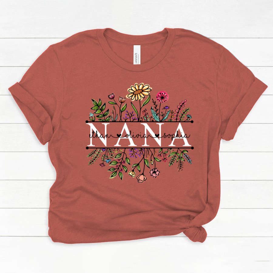 Wildflowers Nana And Grandkids, Grandma Shirt Classic Canvas