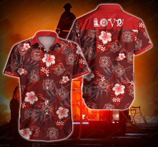 Tlab Firefighter Redd Love Red Hawaiian Shirts For Men Ha2736