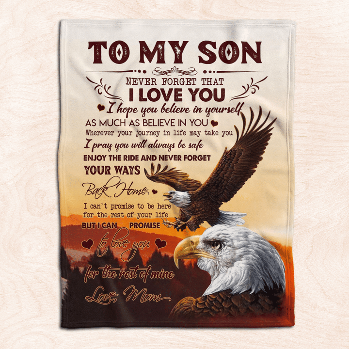 To My Son Fleece Blanket Never Forget That I Love You Gift From Mom Home Decor Bedding Couch Sofa Soft And Comfy Cozy