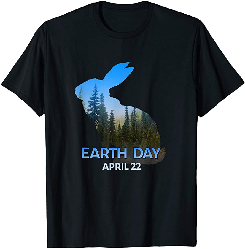 Earth Day April 22 Forest Rabbit Silhouette Gift T-Shirt