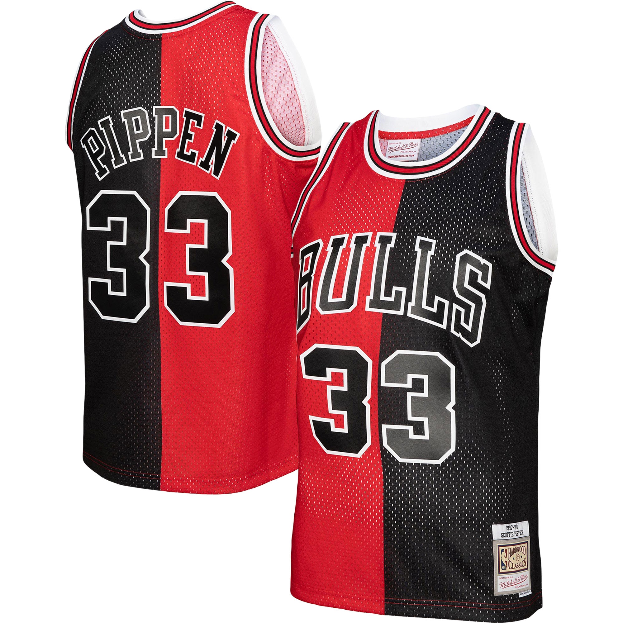 Scottie Pippen Chicago Bulls Mitchell & Ness Big & Tall Hardwood Classics 1997/98 Split Swingman Jersey – Red/Black