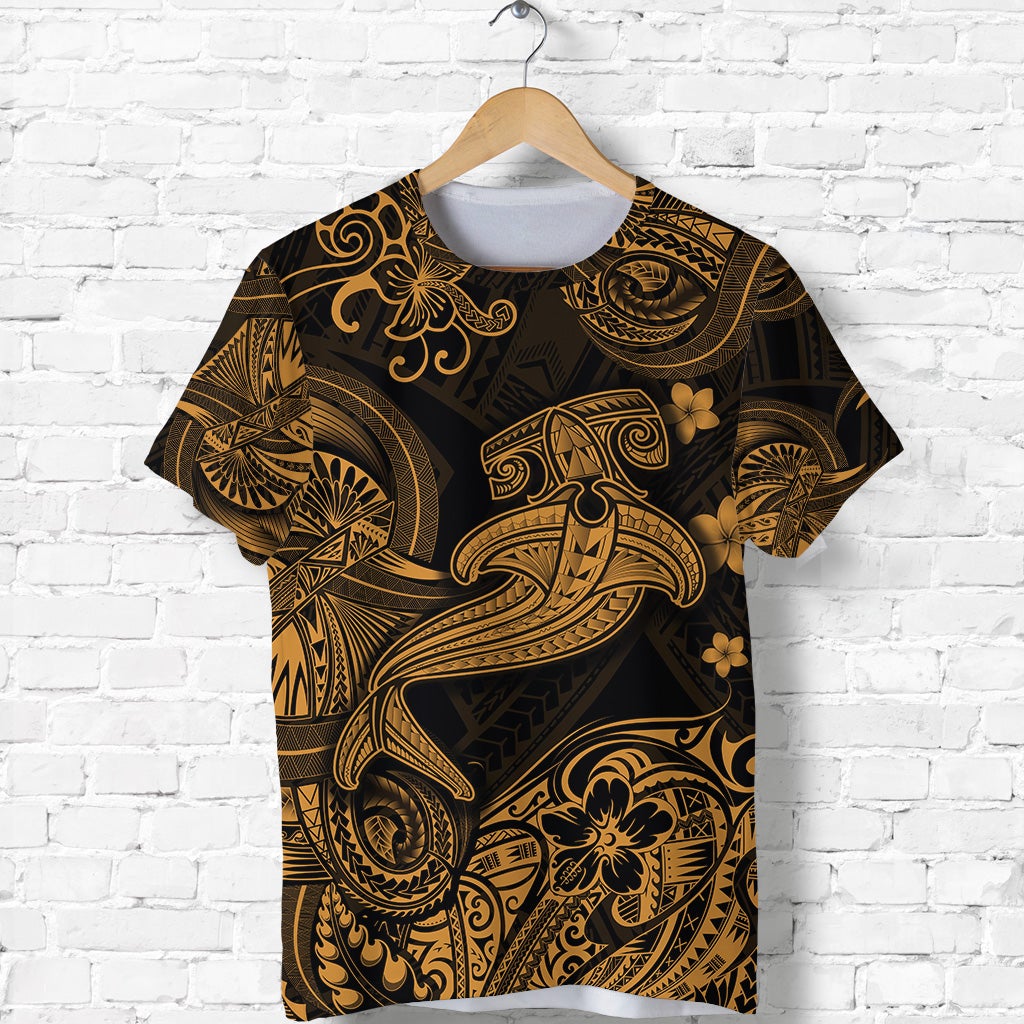 Hawaiian Hammer Shark Polynesian T Shirt Unique Style Gold Ha69218