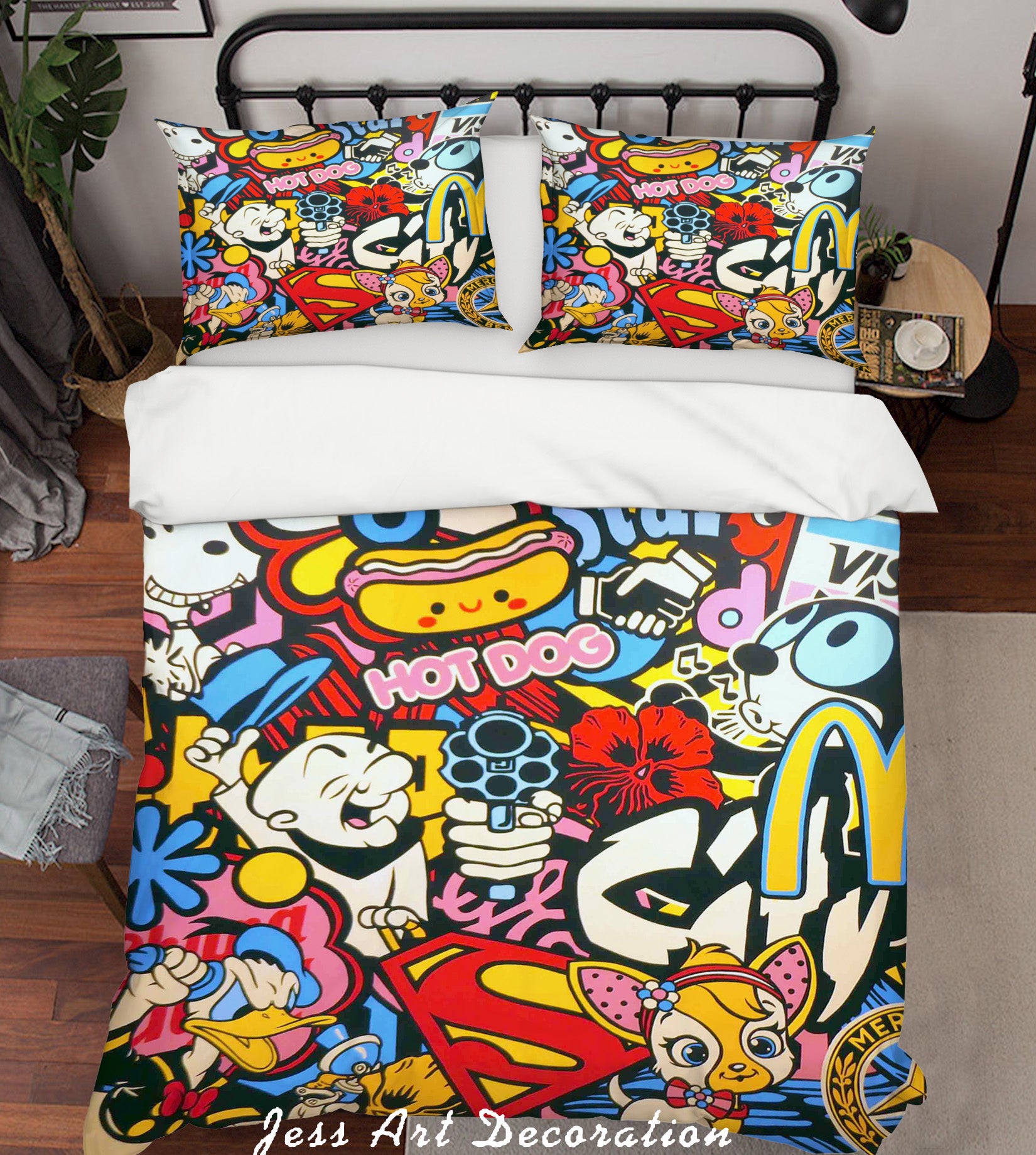 3D Graffiti Abstract Colorful Deer Figure Animal Quilt Cover Set Bedding Set Duvet Cover Pillowcases Lxl