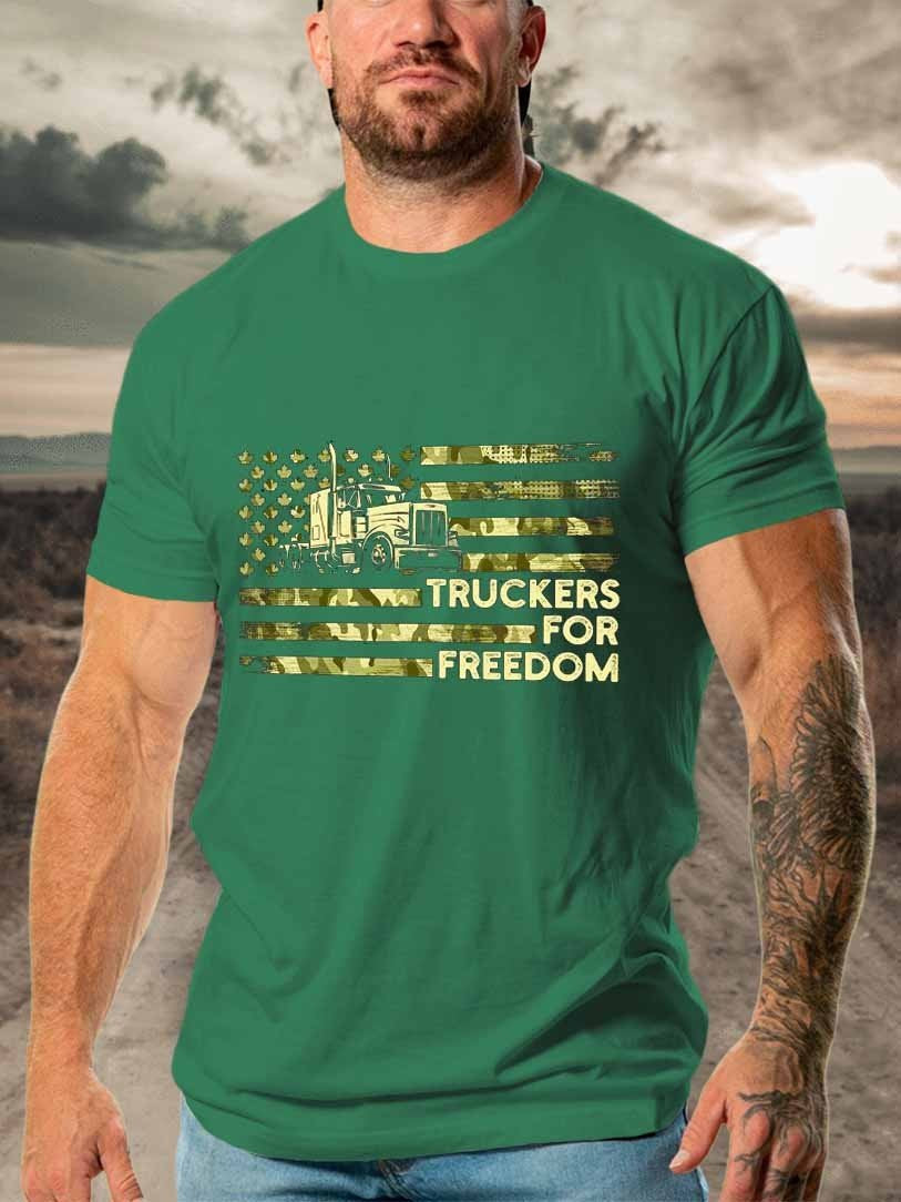 Men’S Funny Freedom Convoy 2022, Support Canadian Truckers Flag Camo Usa T-Shirt