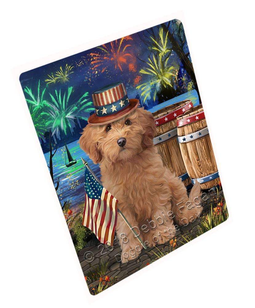 4Th Of July Independence Day Fireworks Goldendoodle Dog At The Lake Blanket Blnkt76485