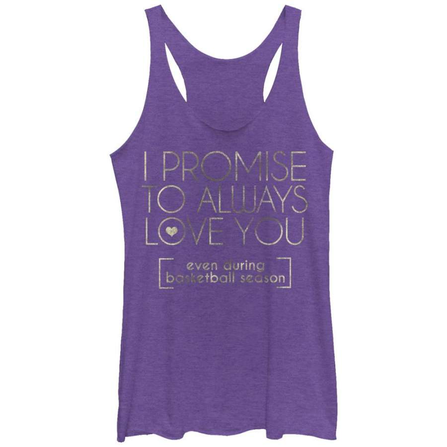 CHIN UP Women’s I Promise to Love You During Basketball Season  Racerback Tank Purple Heather