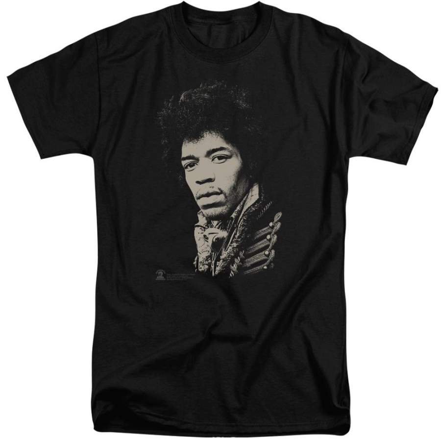 Jimi Hendrix Classic Jimi Mens Tall T Shirt Black – Rock Band Merch