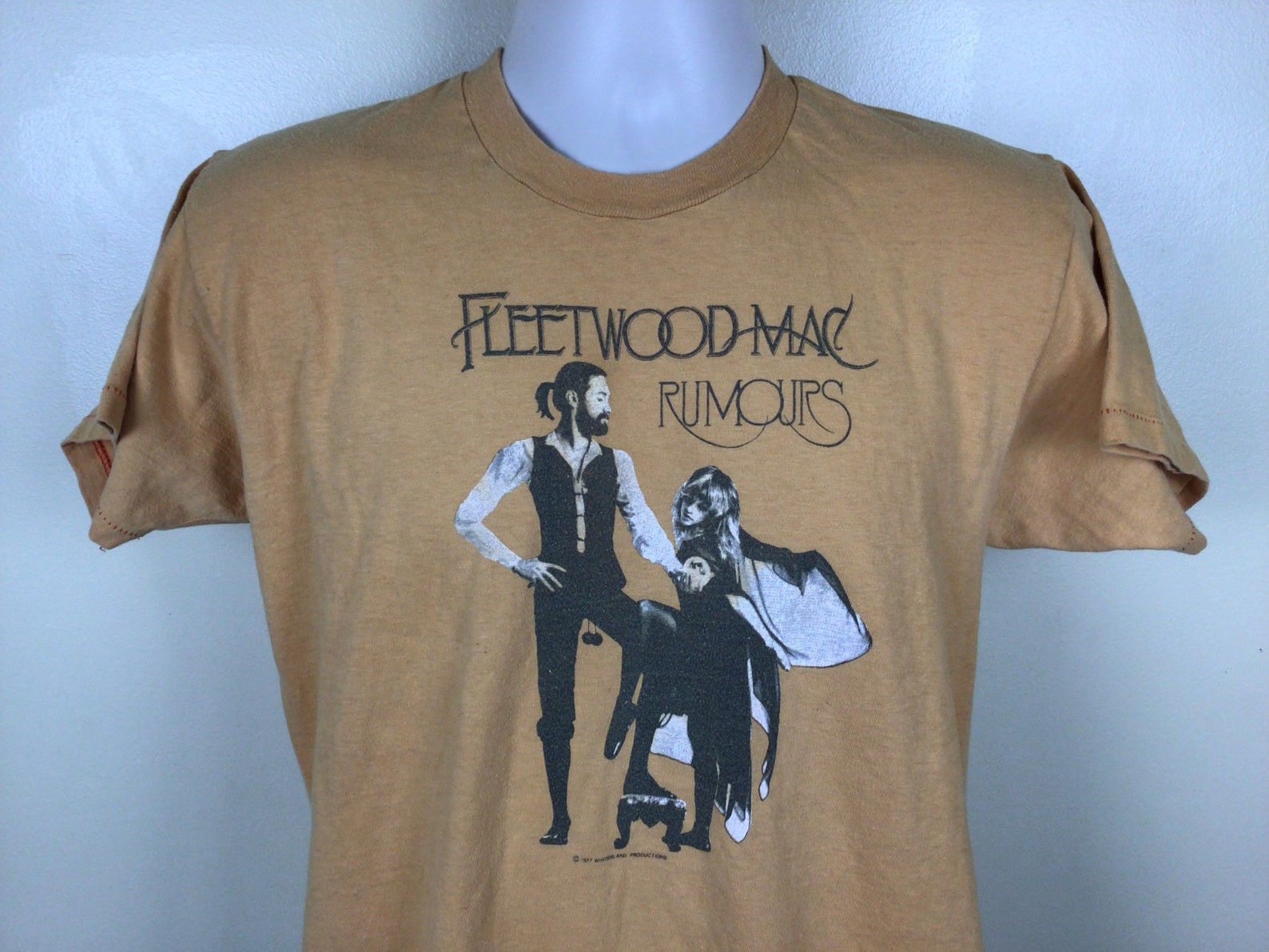 Vtg 1977 Fleetwood Mac Rumours T Shirt Gold Yellow L 70S Rumors Stevie Nicks Classic Rock Band