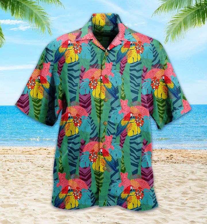 Leopard And Parrot Tropical Colorful Hawaii Shirt Ha68764