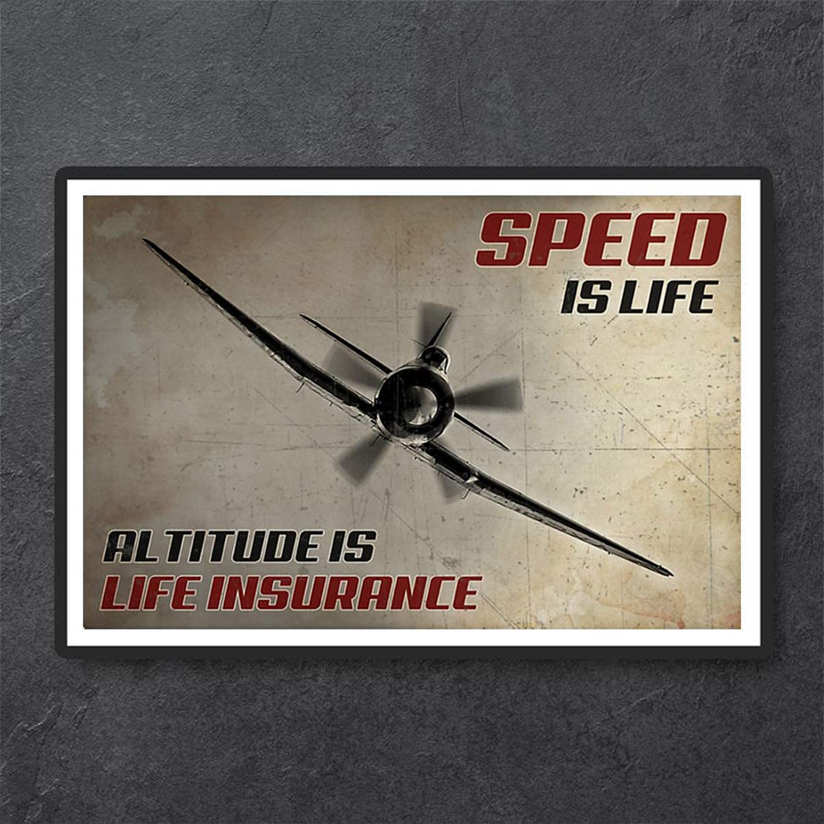 Vintage Pilot Speed Is Life Altitude Is Life Insurance Poster Art Print      Home Decor Gift For Men Women Family Friend On Birthday Xmas