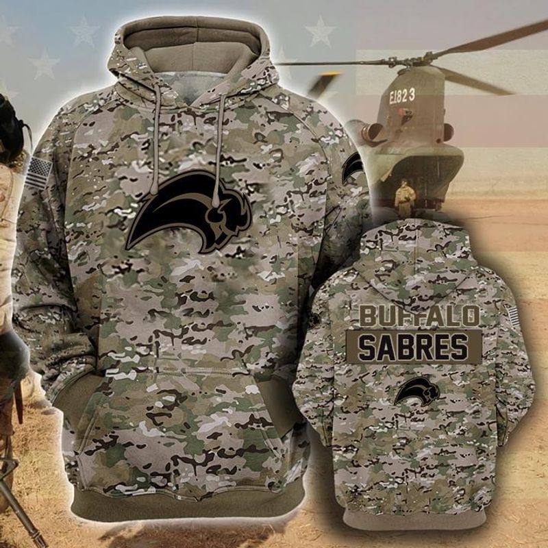 Buffalo Sabres Camouflage Veteran 3D Cotton T-Shirt Hoodie