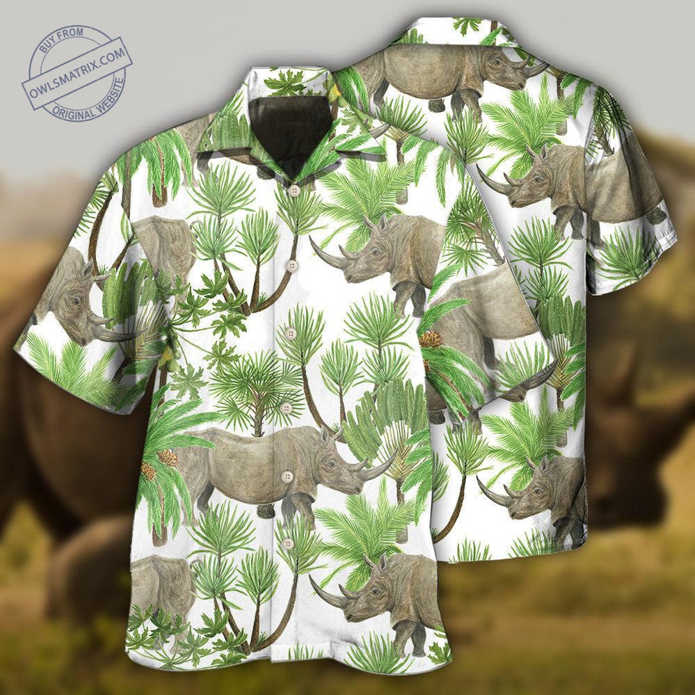 Rhino Tropical Leaf Hawaii Shirt Ha36545