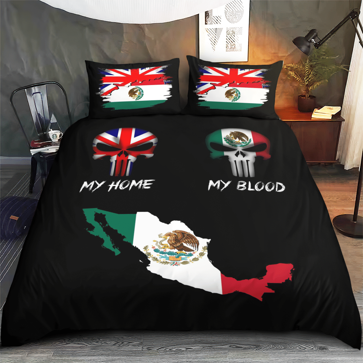 Wooni English My Home Mexican My Blood Bedding Set, Duvet Cover Set, Duvet Cover And Pillow Case Bedroom Decor W171207