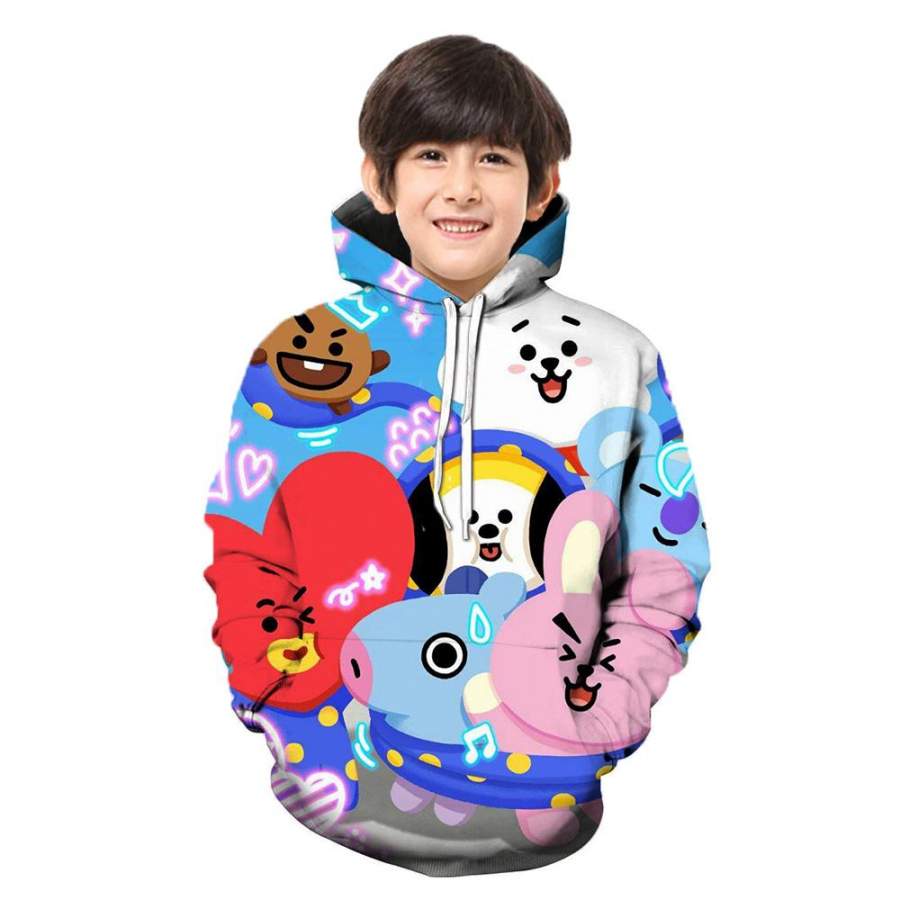 2019 Kids BTS BT21 Pullover Hoodie Sweatshirt Dec Series Crowd