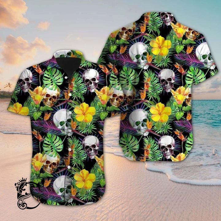 Beach Shirt Shop Skull Hawaiian Shirt- Chillicothemall