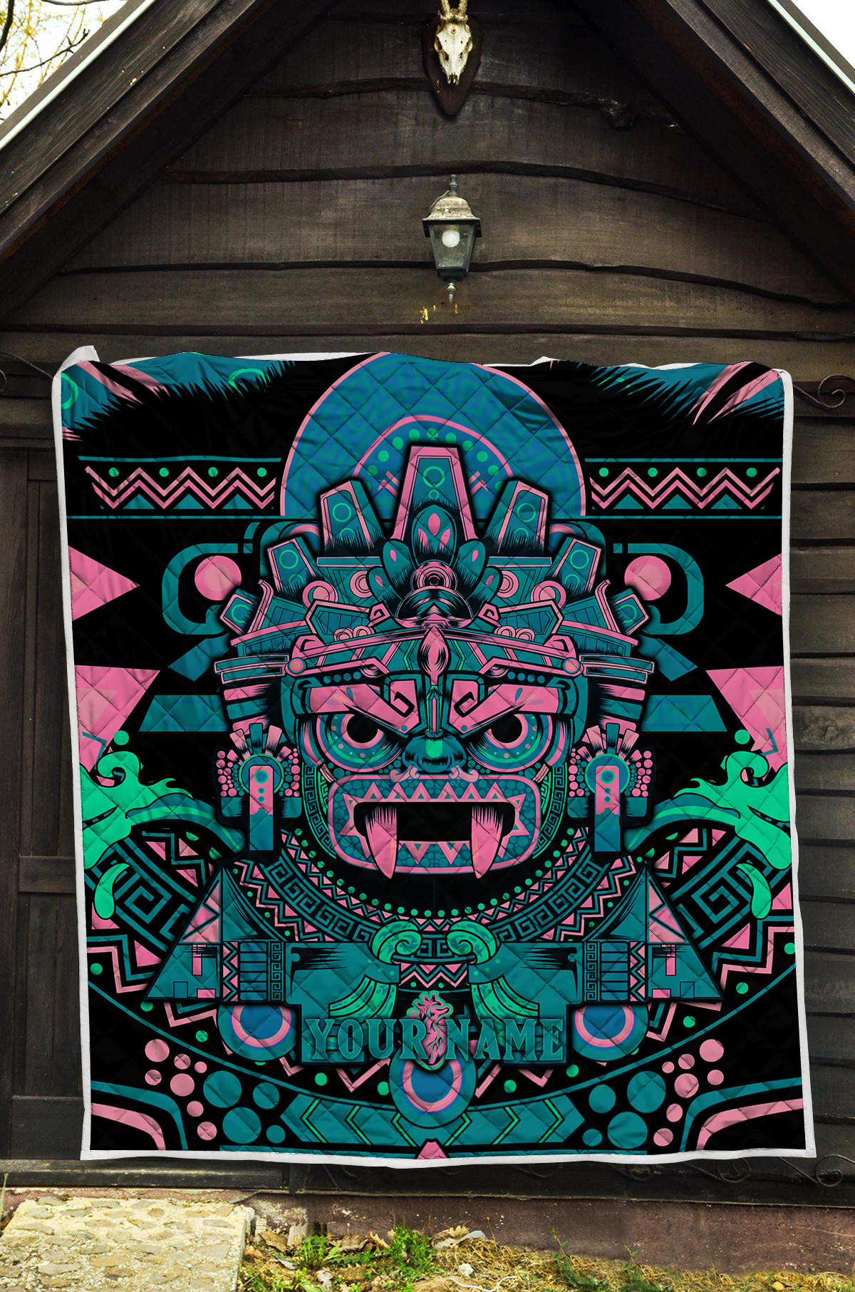 Aztec Tlaloc God Aztec Mexican Mural Art Customized 3D All Over Printed Quilt – Am Style Design