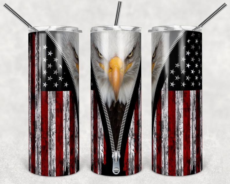 4Th Of July Gift, American Flag Eagle 20Oz Skinny Tumbler