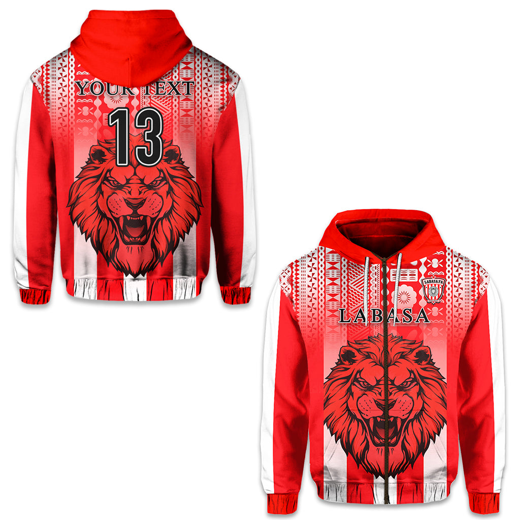 (Custom Personalised) Football Labasa Fa Zip Hoodie  Red Lion Fiji – Custom Text And Number Lt13