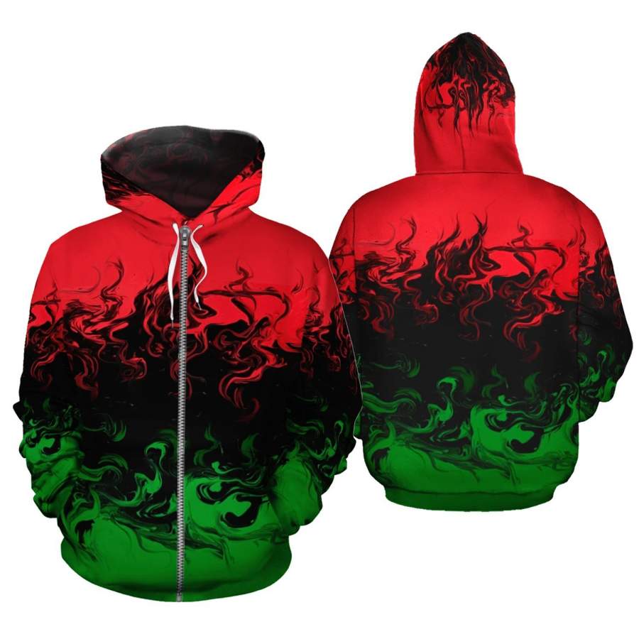 African Zip-Up Hoodie – Africa RGB Painting Color Hoodie 1st