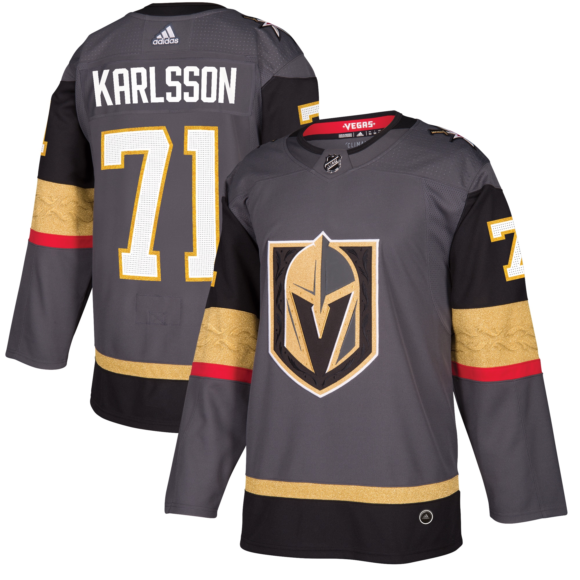 Men's Vegas Golden Knights William Karlsson adidas Gray Alternate Authentic Player Jersey