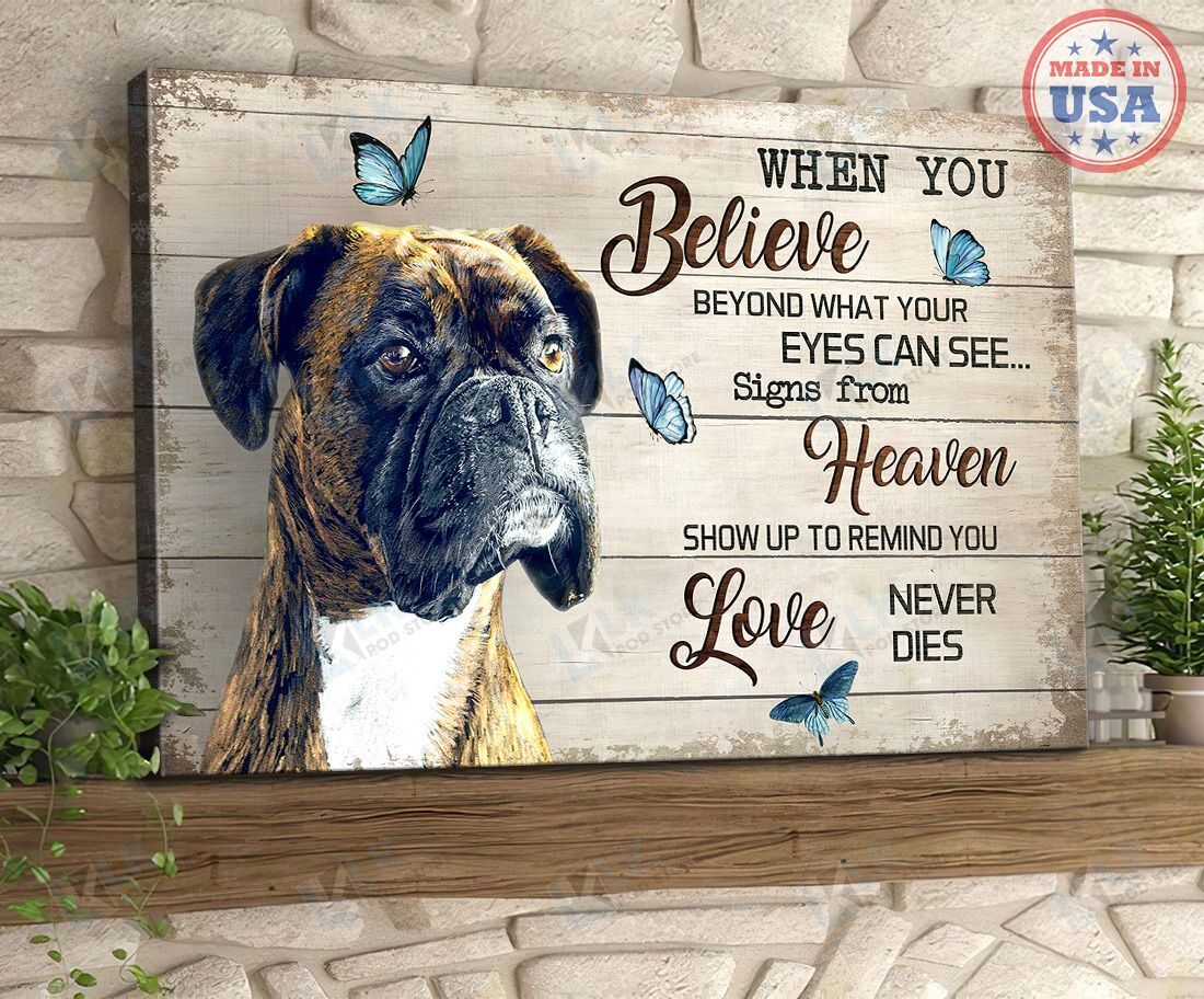 BOXER  – CANVAS When You Believe [ID3-N] | Framed, Best Gift, Pet Lover, Housewarming, Wall Art Print, Home Decor