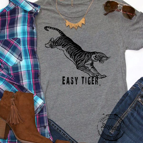 Easy Tiger shirt, Heather grey cat t-shirt