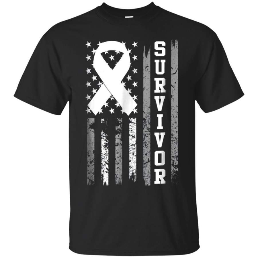 Lung Or Brain Cancer Survivor T-Shirt White Ribbon Shirt
