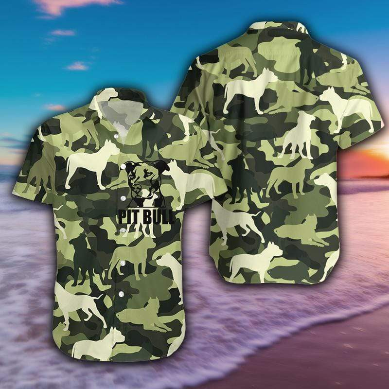 Pit Bull Camo Dog Army Unisex Hawaii Shirt Adult Ha68606