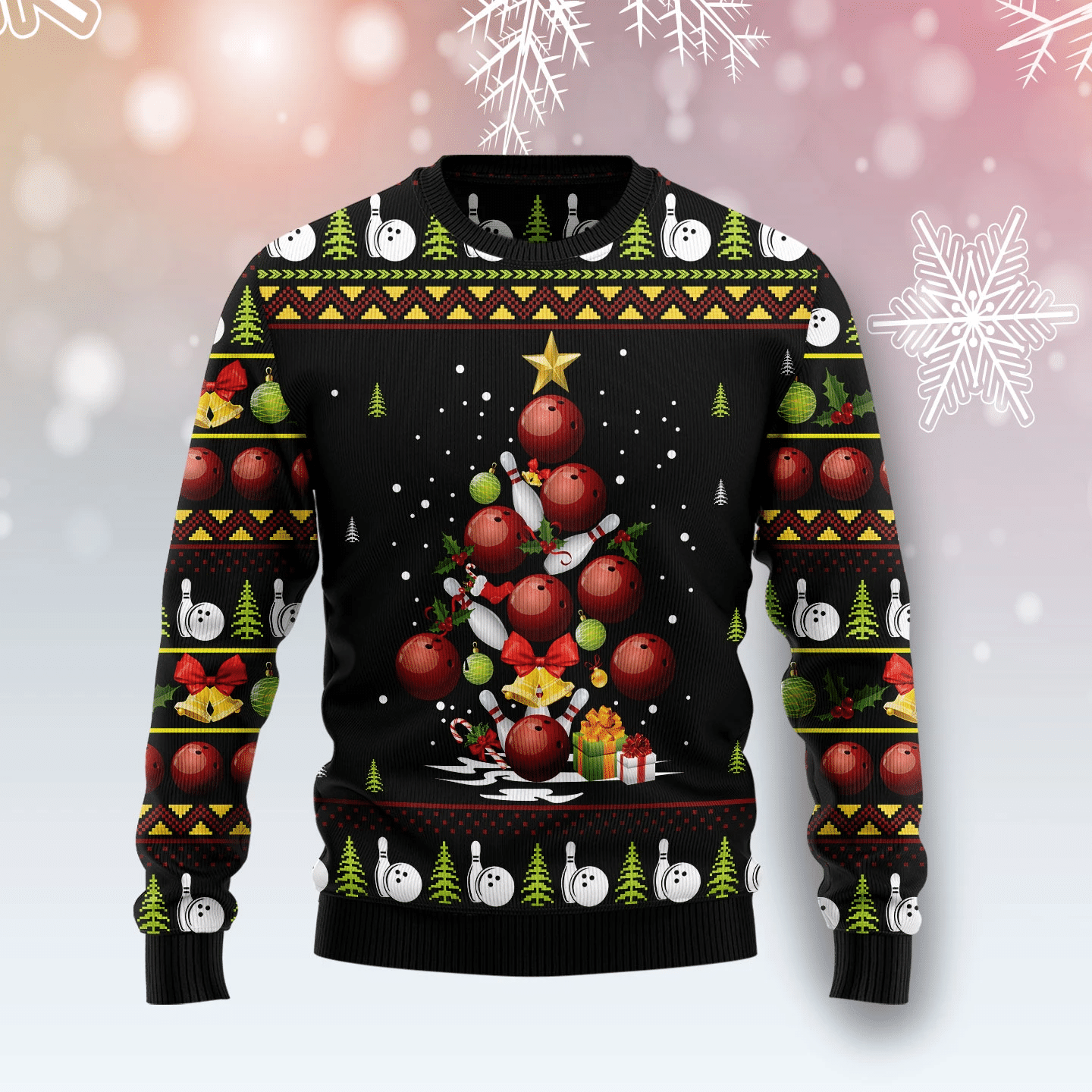 Bowling Christmas Tree Christmas Ugly Sweater