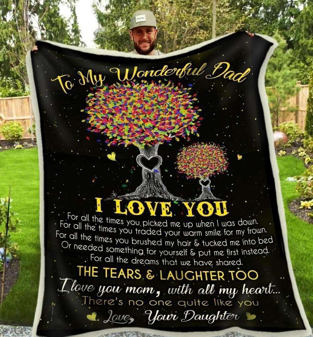 To My Wonderful Dad I Love You Fleece Blanket For Father For Birthday, Gift From Daughter Home Decor Bedding Couch Sofa Soft And Comfy Cozy