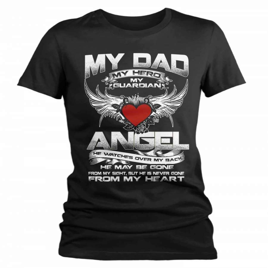 Women’s Personalized Guardian Angel T Shirt In Memory Shirts Custom Shirts In Heart Shirt Custom Remember Shirt