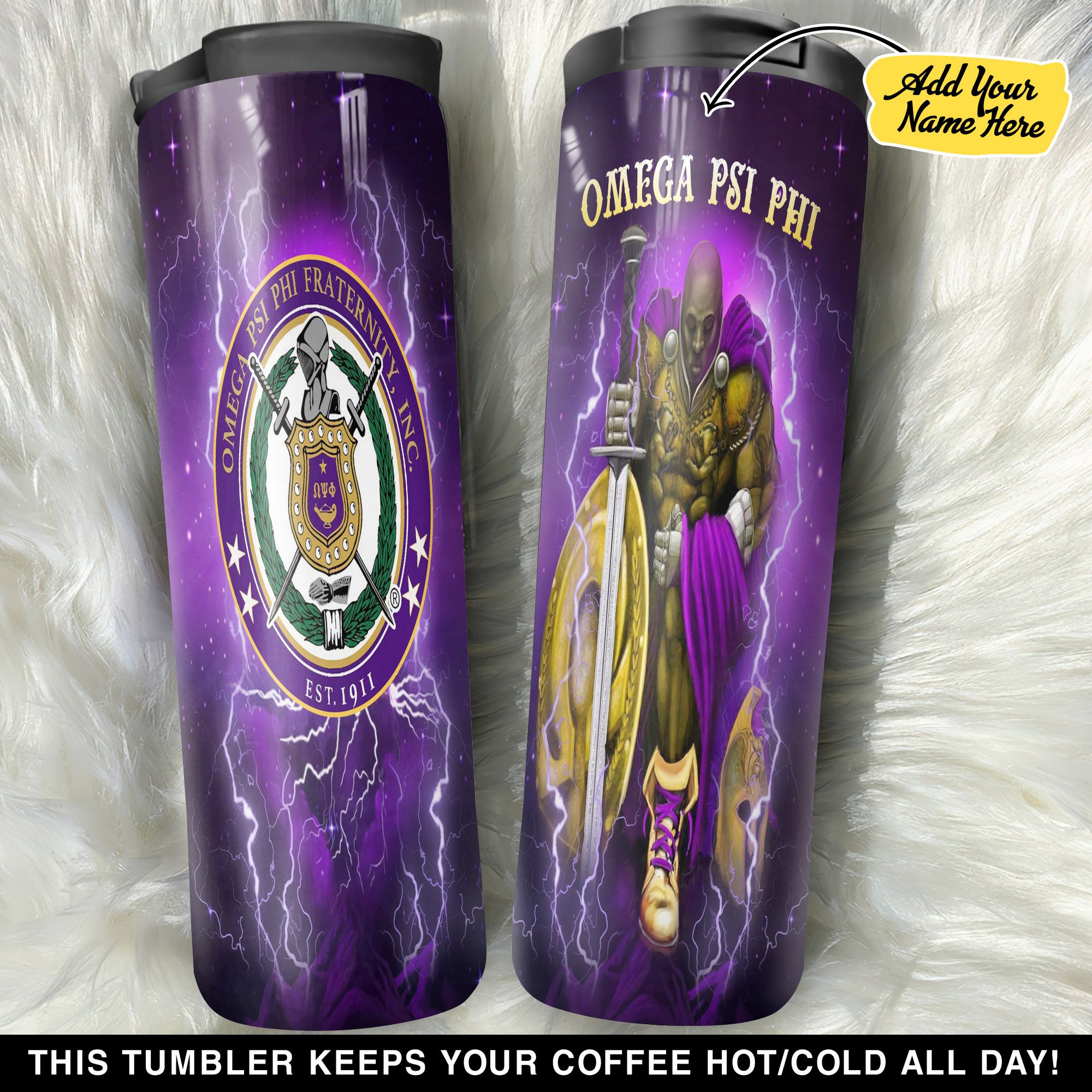 Personalized Omega Psi Phi Knight GS1304856OD Stainless Steel Worldmark Tumbler