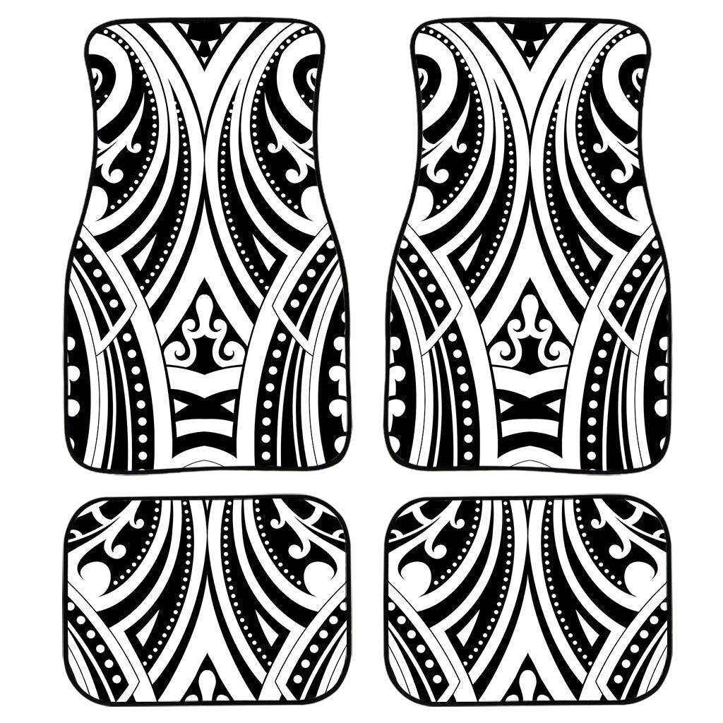 Maori Tribal Tattoo Pattern Print Front And Back Car Floor Mats, Front Car Mat