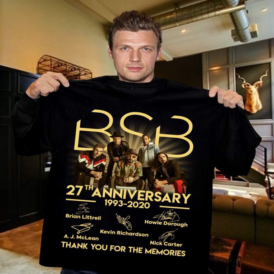 Backstreet Boys Shirt 27th Anniversary 1993-2020 Signature Men Black Tshirt