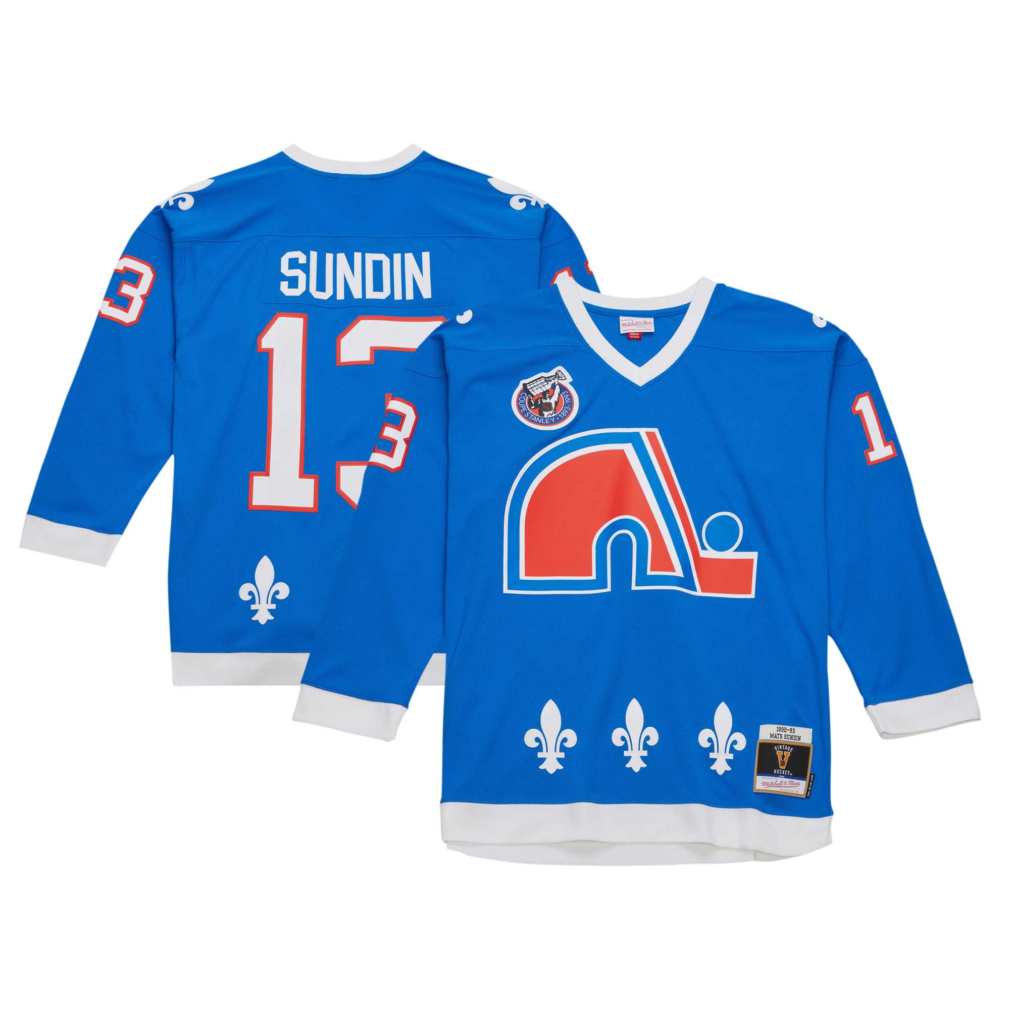 Men's Quebec Nordiques Mats Sundin Mitchell & Ness Blue Vintage Hockey 1992/93 Blue Line Player Jersey