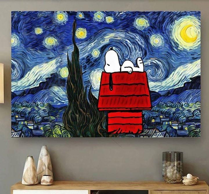 Snoopy Dog Home Living Room Wall Decor Horizontal Poster Canvas