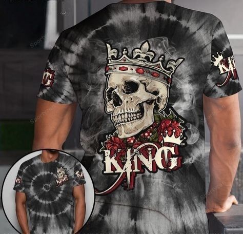 Skull Rose Crown Couple King And Queen Unisex Aop T-Shirt