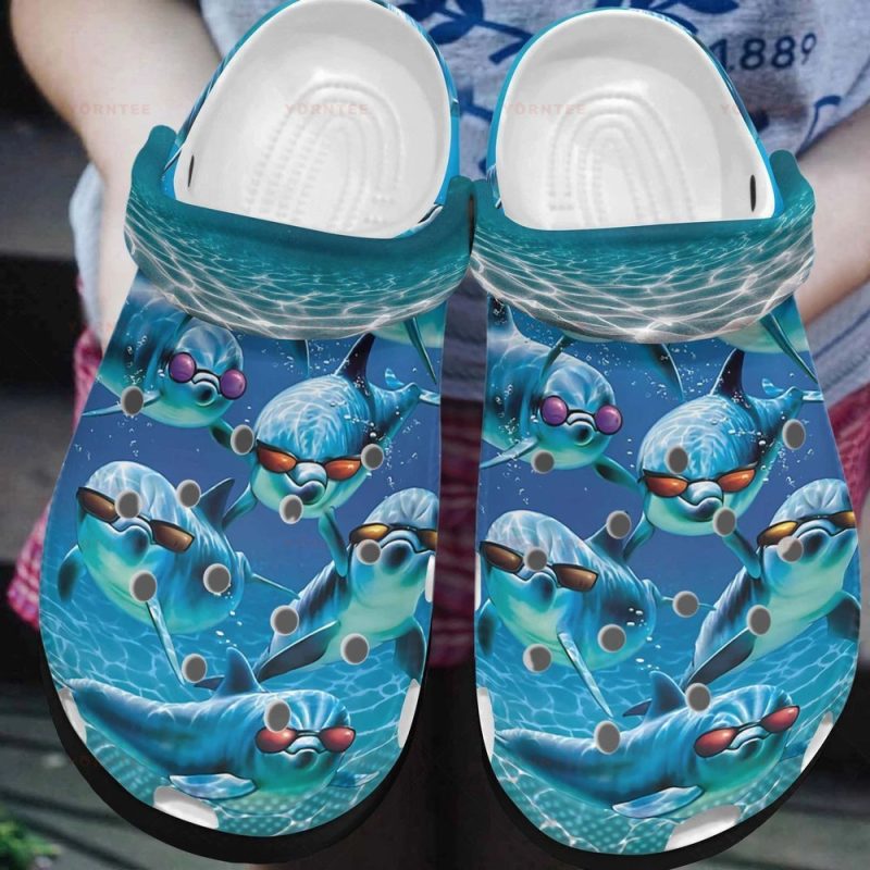 Dolphin Sun Glasses Gift For Lover Rubber clog Shoes Comfy Footwear