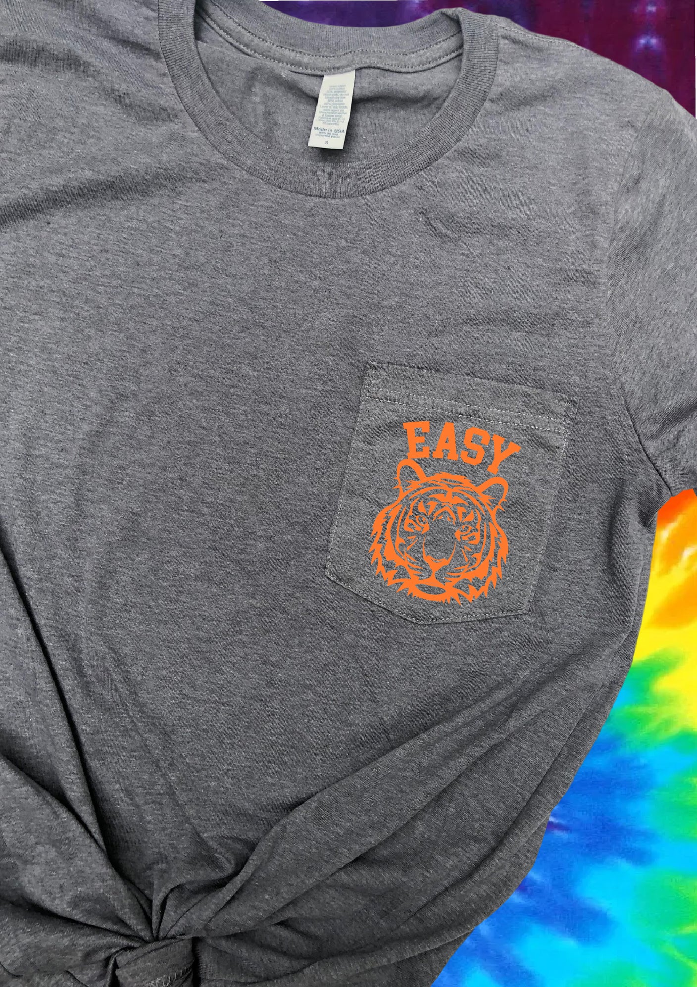 Easy Tiger Shirt | Summer Pocket Print Shirt | Graphic T Shirt Unisex Crew