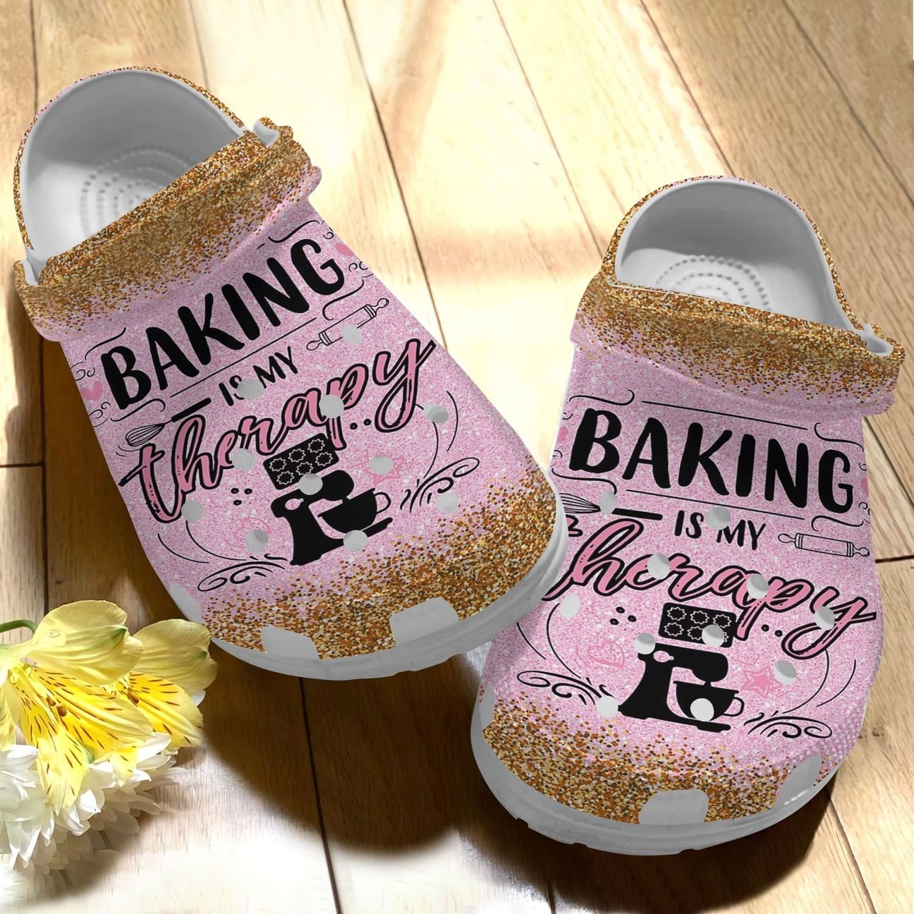 Baking Personalize Clog, Custom Name, Text, Fashion Style For Women, Men, Kid, Print 3D Baking Is My Therapy