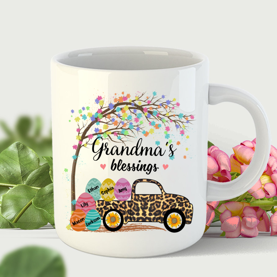 Grandma’S Blessings Easter Truck Leopard Mug