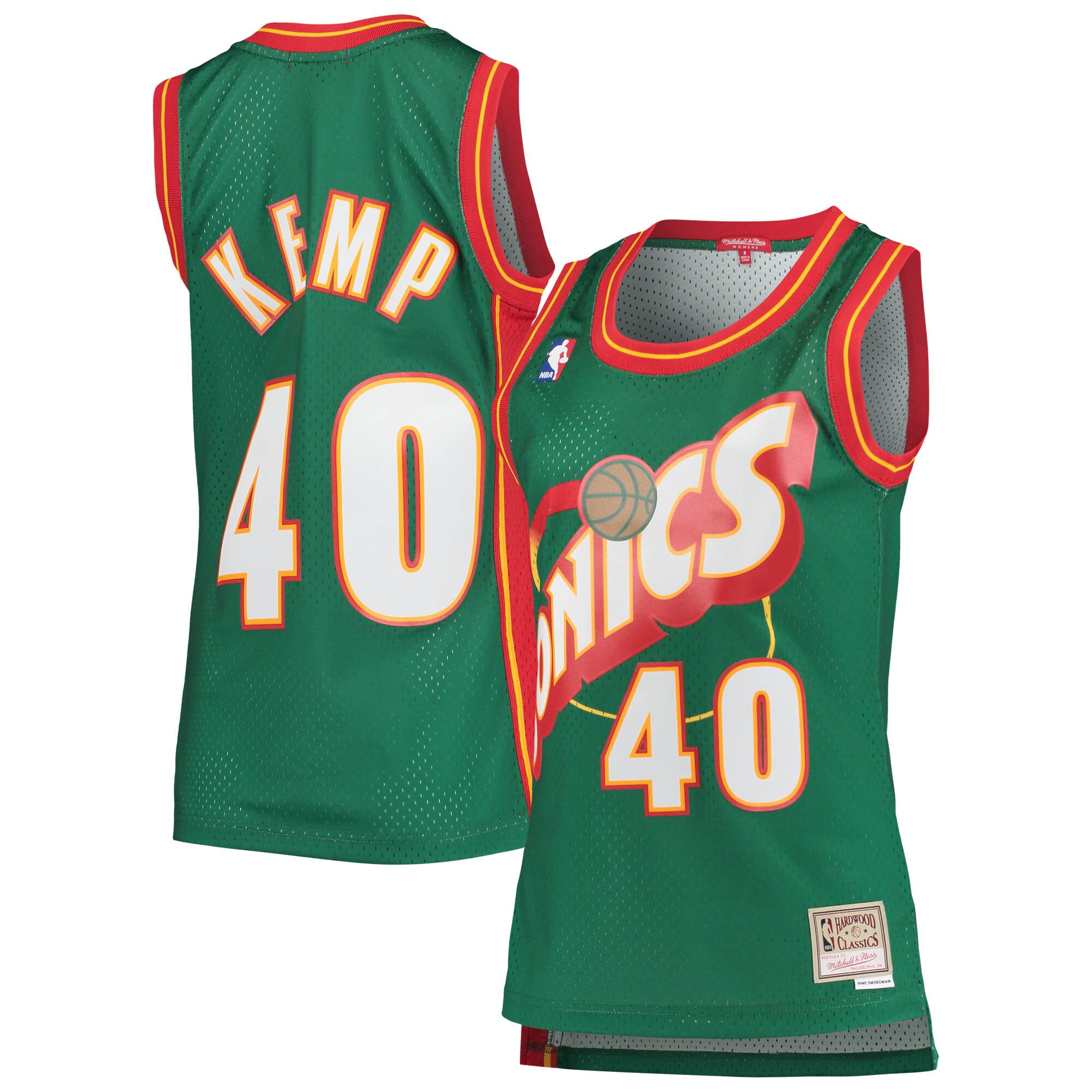 Women's Mitchell & Ness Shawn Kemp Green Seattle SuperSonics 1995-96 Hardwood Classics Swingman Jersey