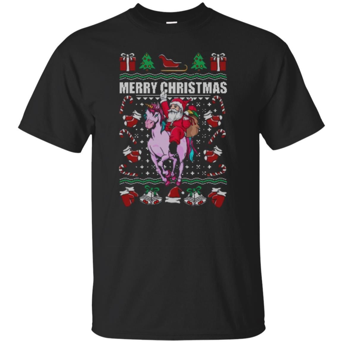 Check out this awesome Ugly Christmas Santa Riding Unicorn Gift Long Sleeve Tshirt