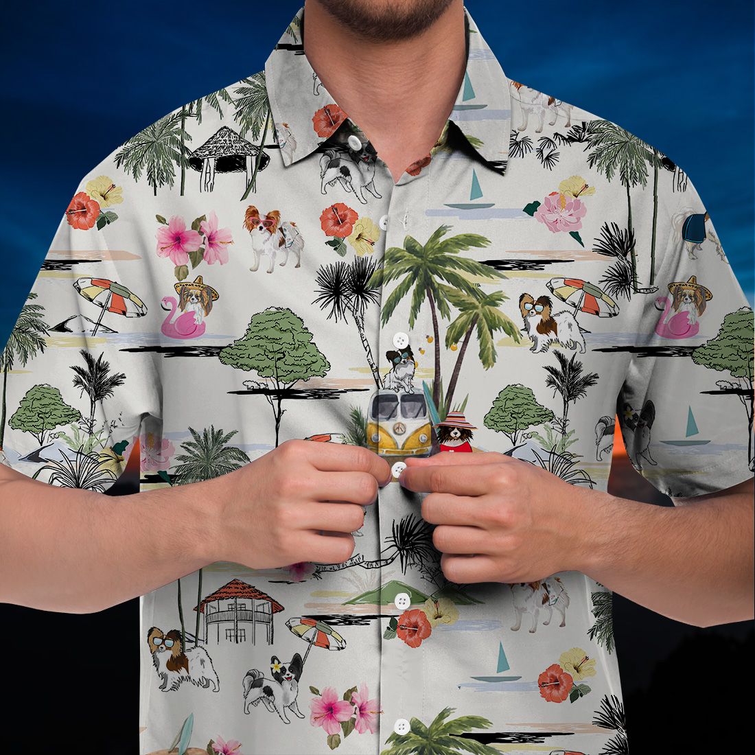 Papillon Hawaiian Shirt Hawaii Beach Retro