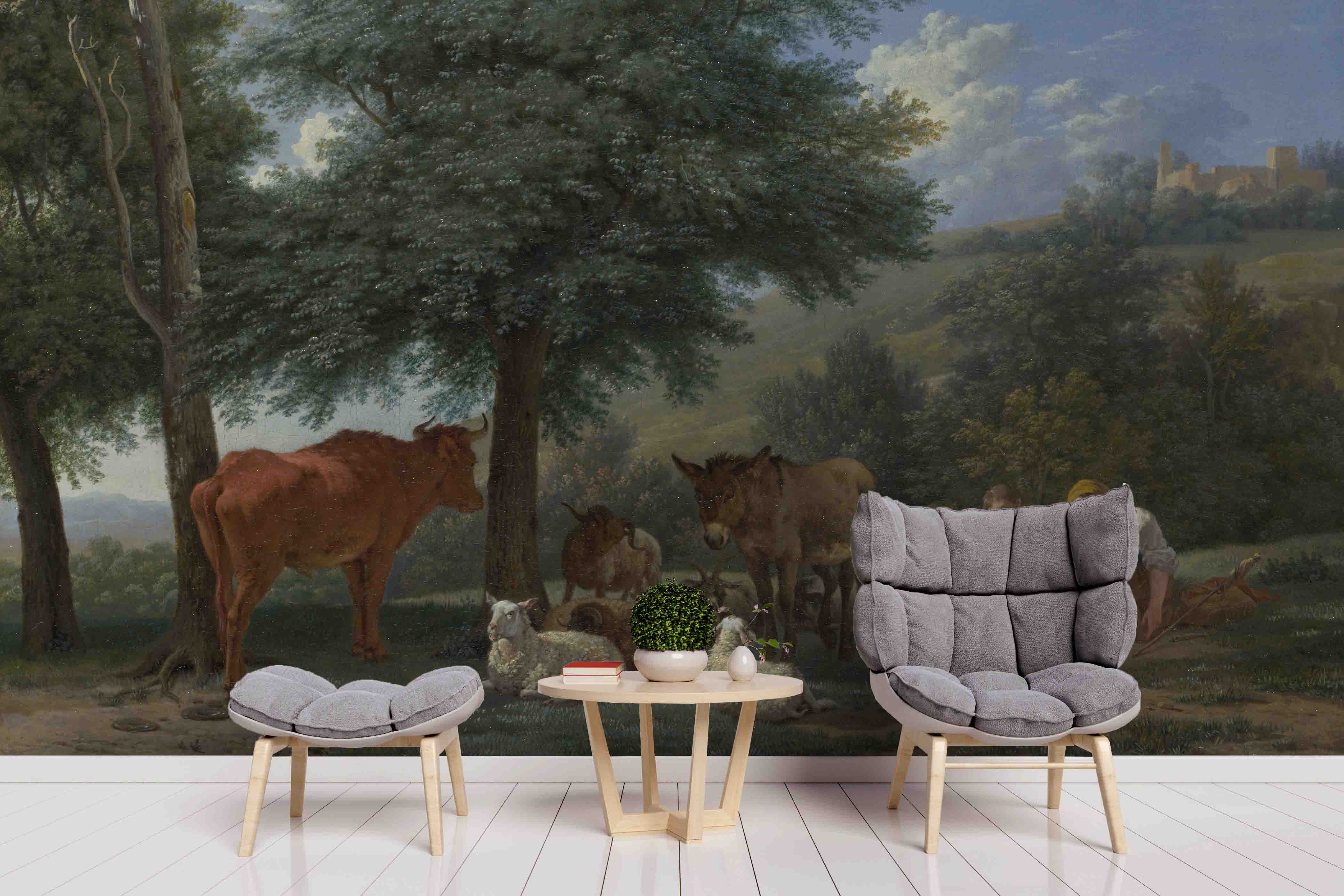 3D Realistic Forest Cow Animal Wall Mural Wallpaper Lxl 1610