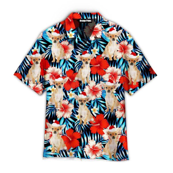 Chihuahua Xmas Dog With Red Floral Tropical Hawaii Shirt For Men Women Ha34883